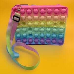 Rainbow Pop It Purse with Zipper & Adjustable Strap Sensory Fidget Crossbody Bag